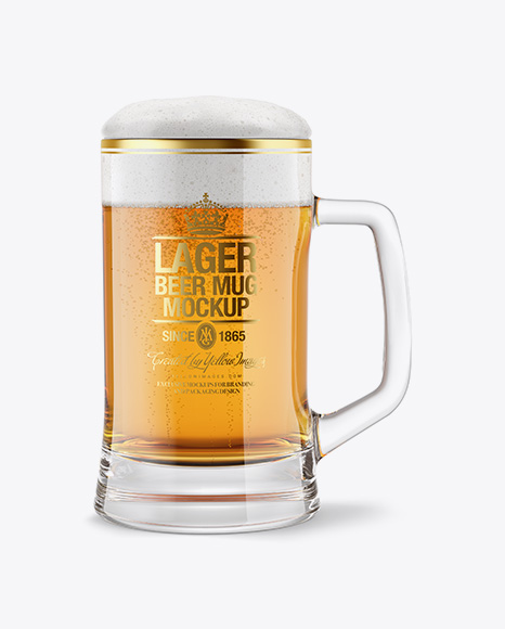 Tankard Glass Mug with Lager Beer Mockup
