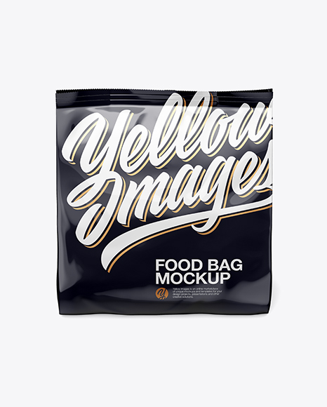 Glossy Food Bag Mockup - Front View (High-Angle Shot)