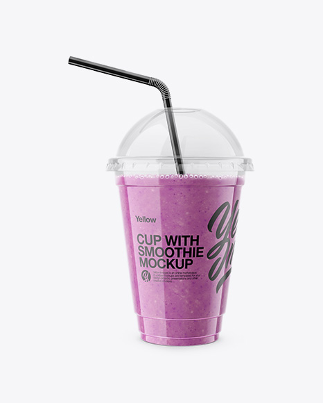 Berries Smoothie Cup with Straw Mockup