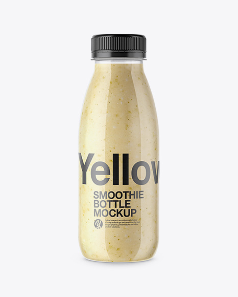 Clear Bottle with Banana Smoothie Mockup
