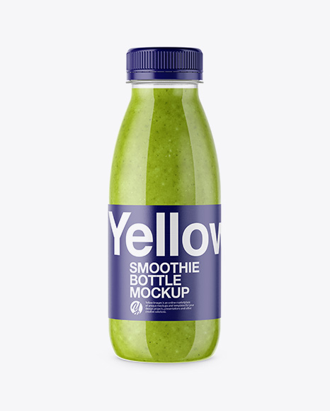 Clear Bottle with Green Smoothie Mockup