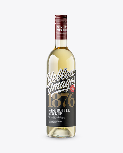 Clear Glass White Wine Bottle With Cap Mockup