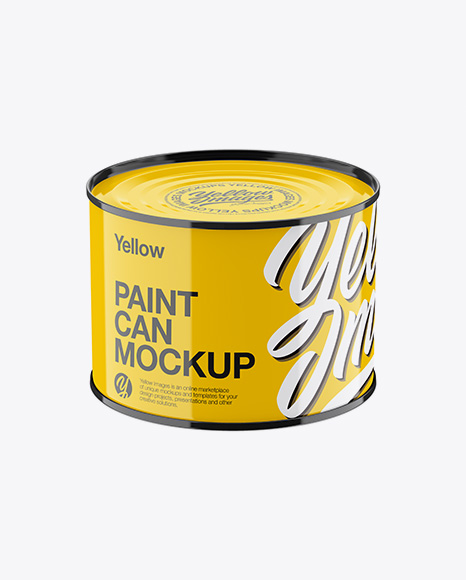 Glossy Paint Can Mockup - High-Angle Shot