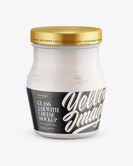 500g Glass Jar with Cheese Mockup - Front View (High-Angle Shot)