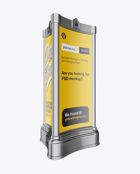 Advertising Poster Pillar with Matte Poster Mockup - Half Side View