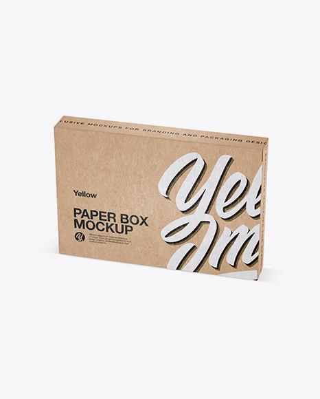 Kraft Paper Box Mockup - Half Side View (High-Angle Shot)