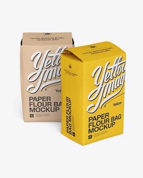 Two Paper Flour Bags Mockup