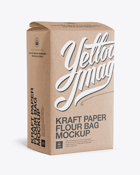 Kraft Paper Flour Bag Mockup - Halfside View