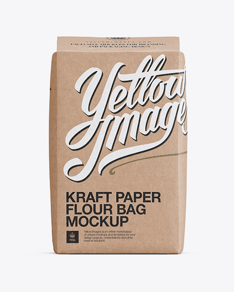 Kraft Paper Flour Bag Mockup - Front View
