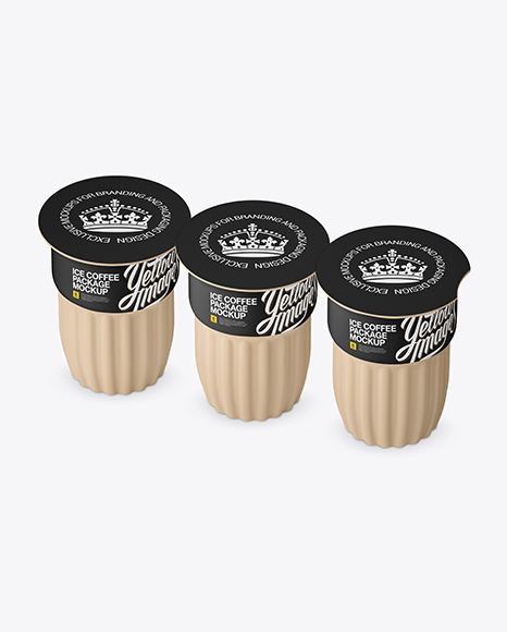 Matte Ice Coffee 3 K-Cups Package Mockup - Halfside View (High-Angle Shot)