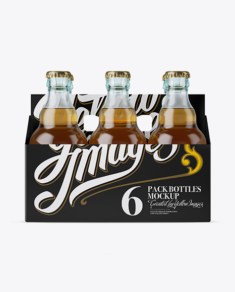 White Paper 6 Pack Beer Bottle Carrier Mockup - Front View