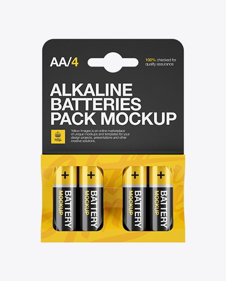 4 Pack Battery AA Mockup - Front View