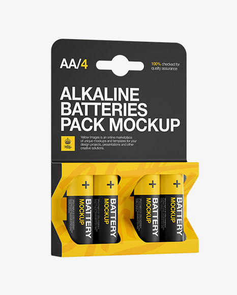 4 Pack Mat Battery AA Mockup - Half Side View