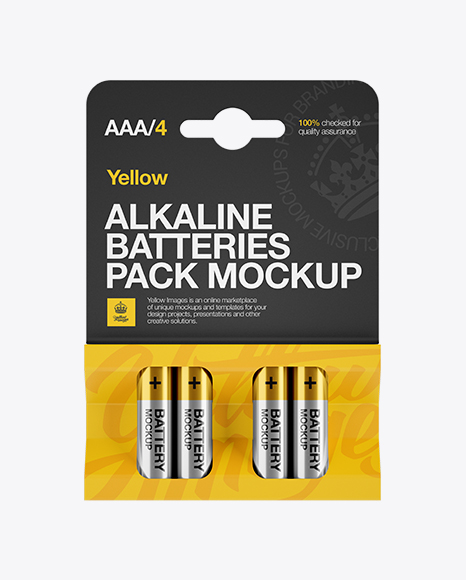 4 Pack Metal Battery AAA Mockup - Front View