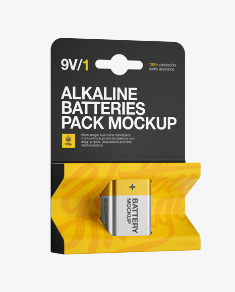 Pack Metal Battery 9V Mockup - Halfside View