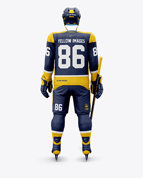 Men’s Full Ice Hockey Kit with Visor mockup (Back View)