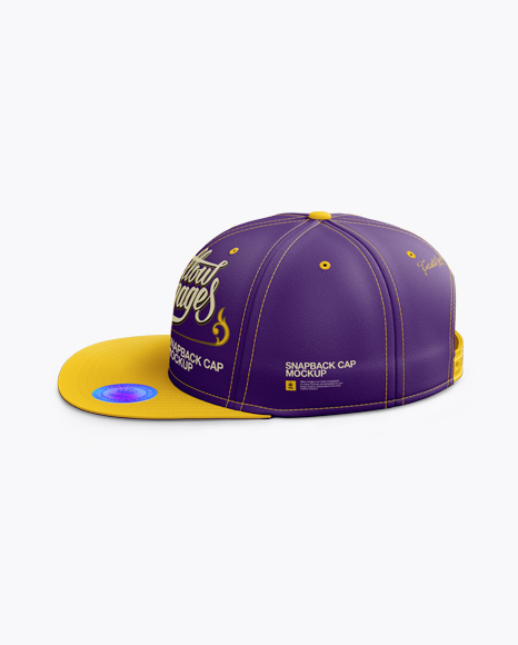 Snapback Cap with Sticker Mockup (Left Side View)
