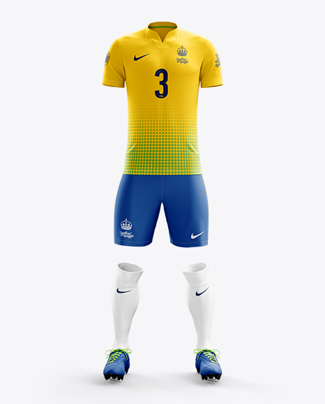 Men’s Full Soccer Kit with V-Neck Shirt Mockup (Front View)