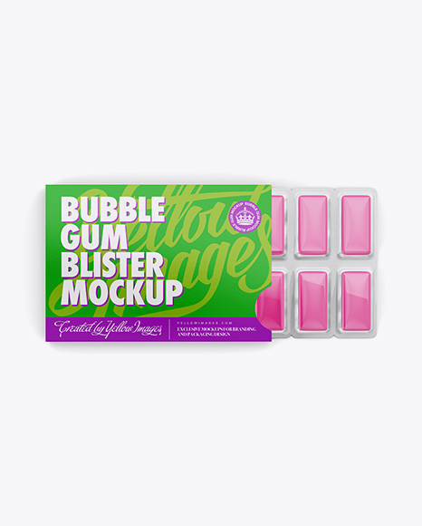 Chewing Gum in Blister Package Mockup - Top