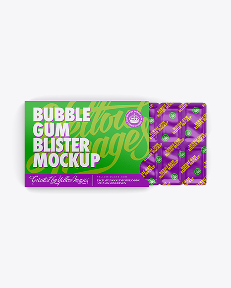 Chewing Gum in Blister Package Mockup - Bottom