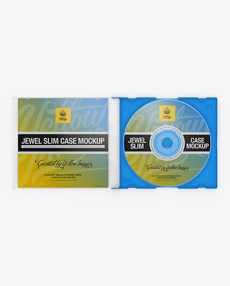 Opened Jewel Slim Case W/ Disc Mockup - Top View