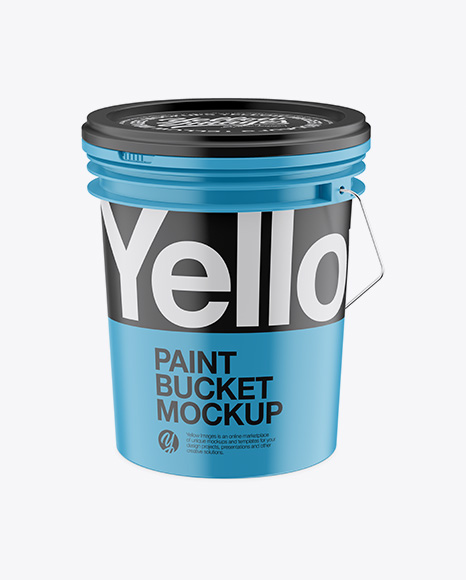 Metallic Paint Bucket Mockup - High Angle Shot