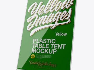 Plastic Table Tent Mockup - Half Side View