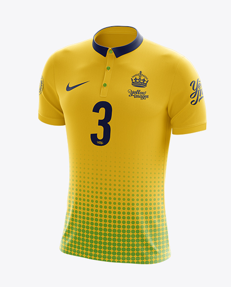 Men’s Soccer Polo Shirt Mockup (Half Side View)