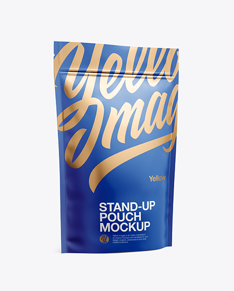 Matte Stand Up Pouch W/ Zipper Mockup - Half Side View