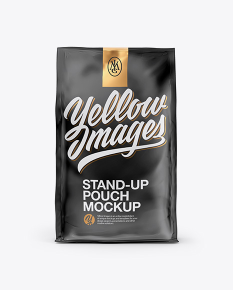 Stand Up Matte Pouch with Sticker Mockup - Front View