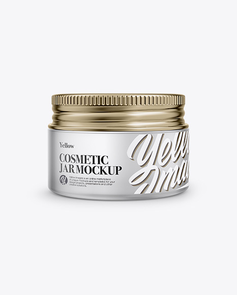 Frosted Glass Cosmetic Jar with Metallic Cap Mockup