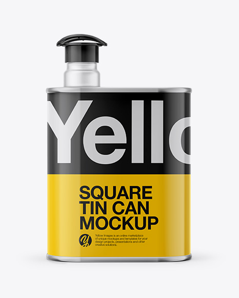 1L Opened Square Tin Can Mockup