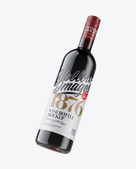 Antique Green Bottle with Red Wine Mockup