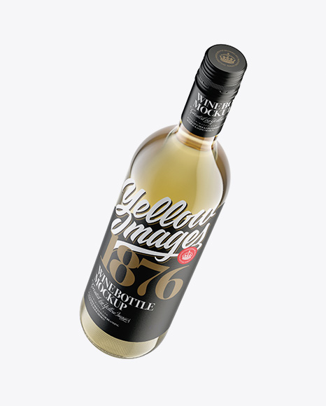Clear Glass White Wine Bottle with Cap Mockup