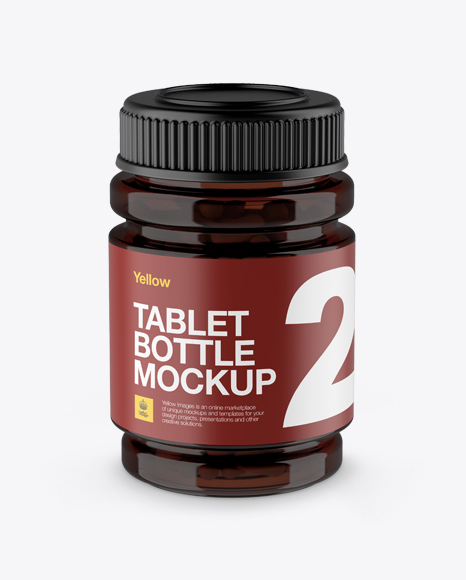 Amber Bottle With Capsules Mockup - High-Angle Shot