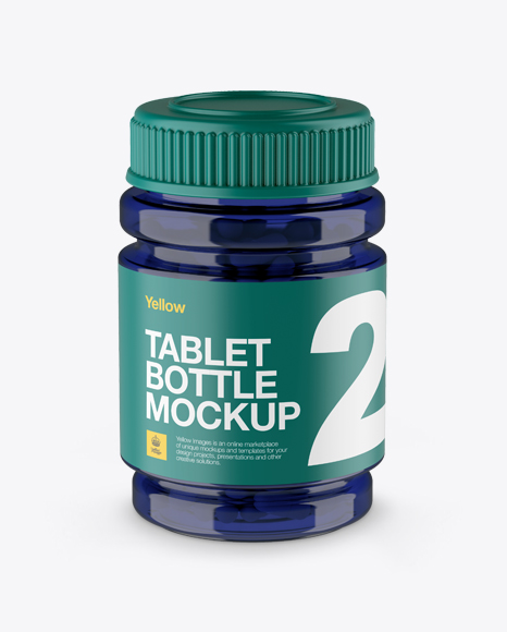 Blue Bottle With Capsules Mockup - High-Angle Shot