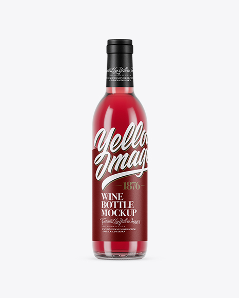 375ml Clear Glass Pink Wine Bottle Mockup