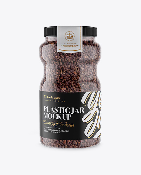 Plastic Jar with Black Pepper Mockup