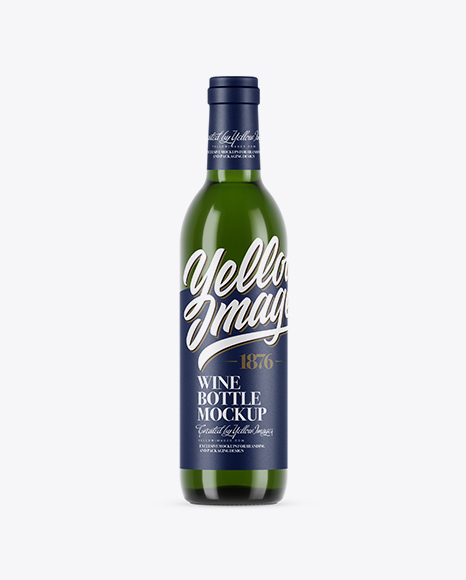 375ml Green Glass White Wine Bottle Mockup