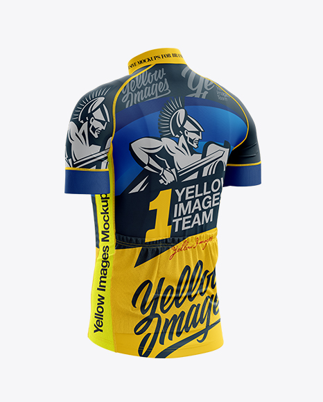 Men’s Cycling Jersey mockup (Back Half Side View)