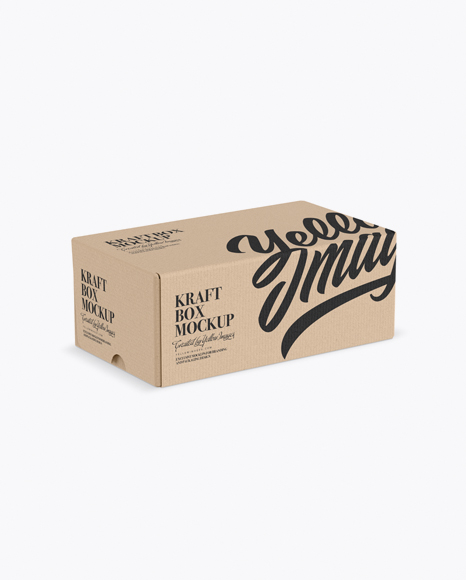 Matte Kraft Paper Box Mockup - Half Side View