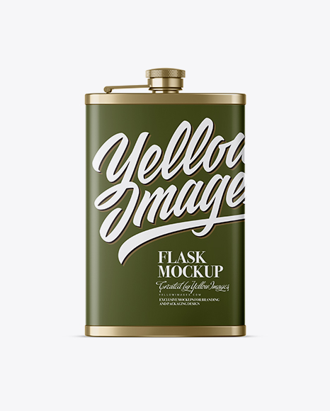 Steel Flask With Matte Wrap Mockup - Front View