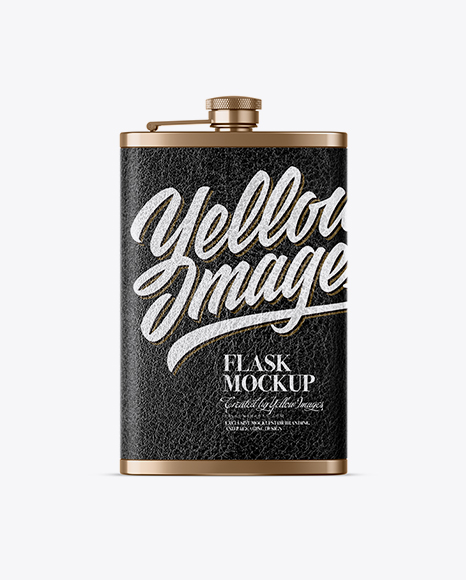 Steel Flask With Leather Wrap Mockup - Front View