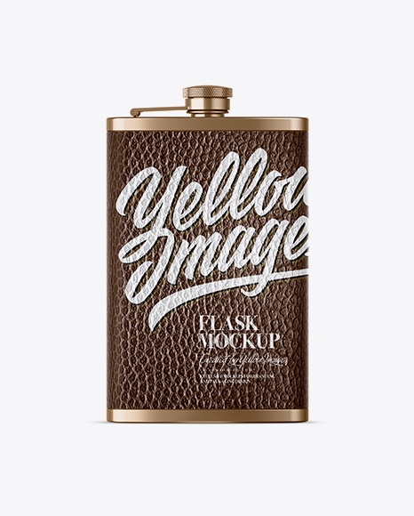 Steel Flask With Leather Wrap Mockup - Front View
