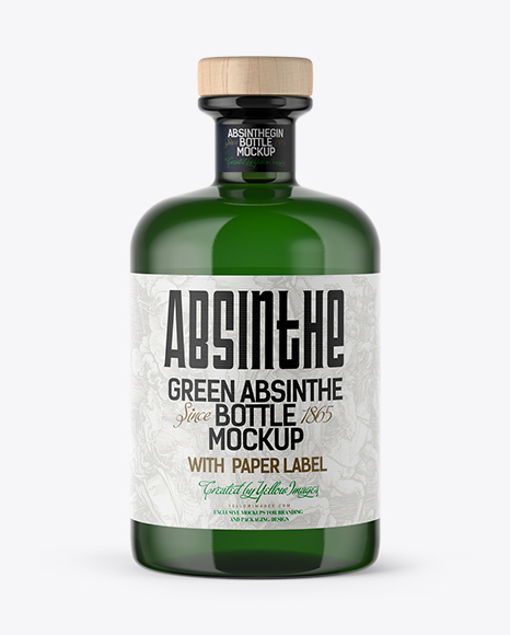 Green Glass Absinthe Bottle Mockup