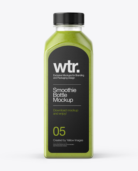 Square Green Smoothie Bottle Mockup - Front View