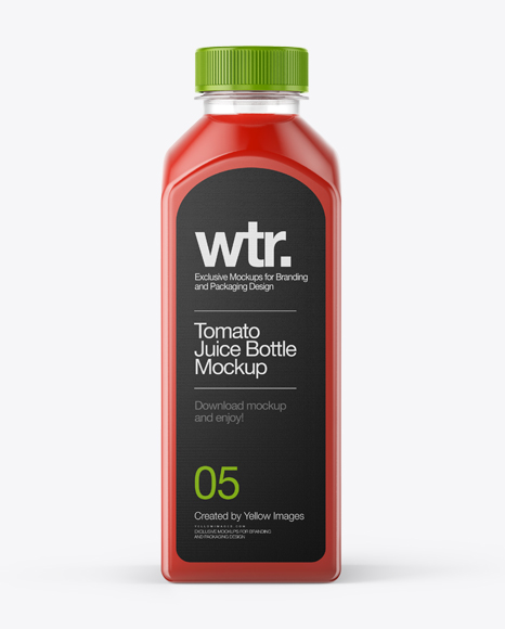 Square Tomato Juice Bottle Mockup - Front View