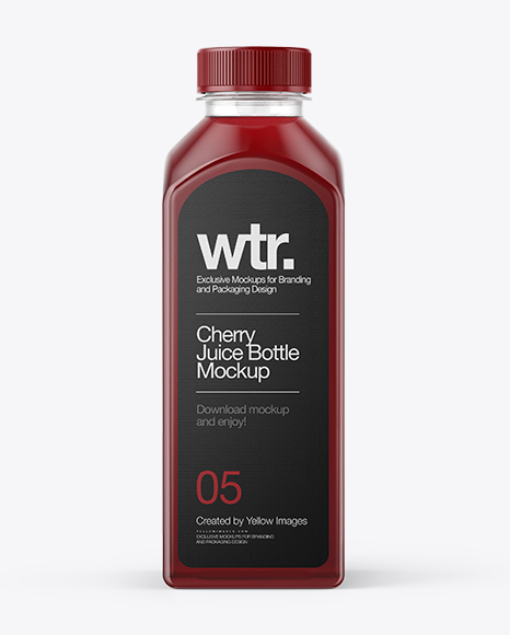 Square Cherry Juice Bottle Mockup
