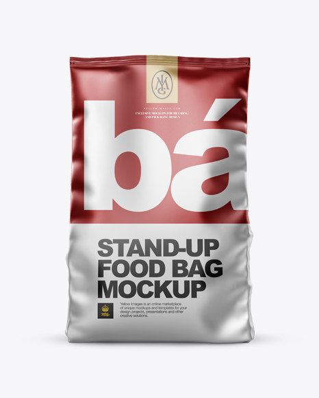 Matte Metallic Stand-up Bag Mockup - Front View