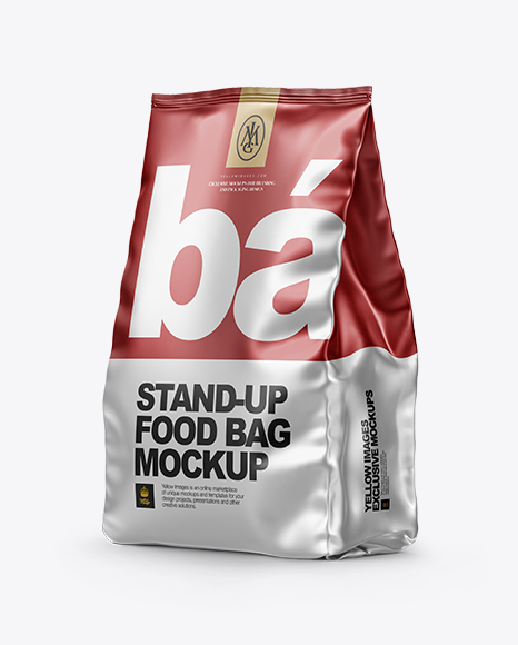 Matte Metallic Stand-up Bag Mockup - Half Side View